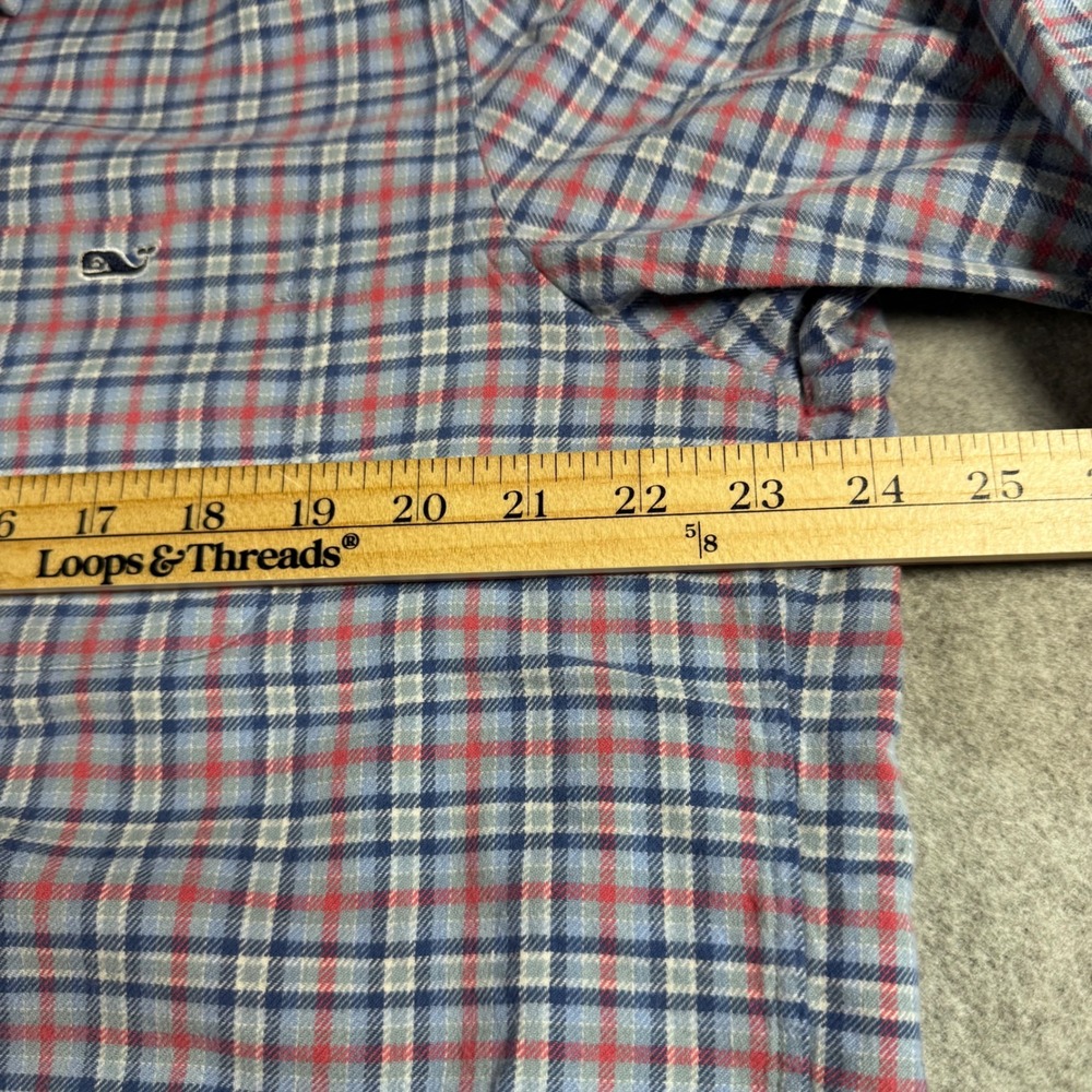 Vineyard Vines Tucker Shirt Mens Large Blue Red Plaid Slim Fit Cotton Stretch - Picture 6 of 7